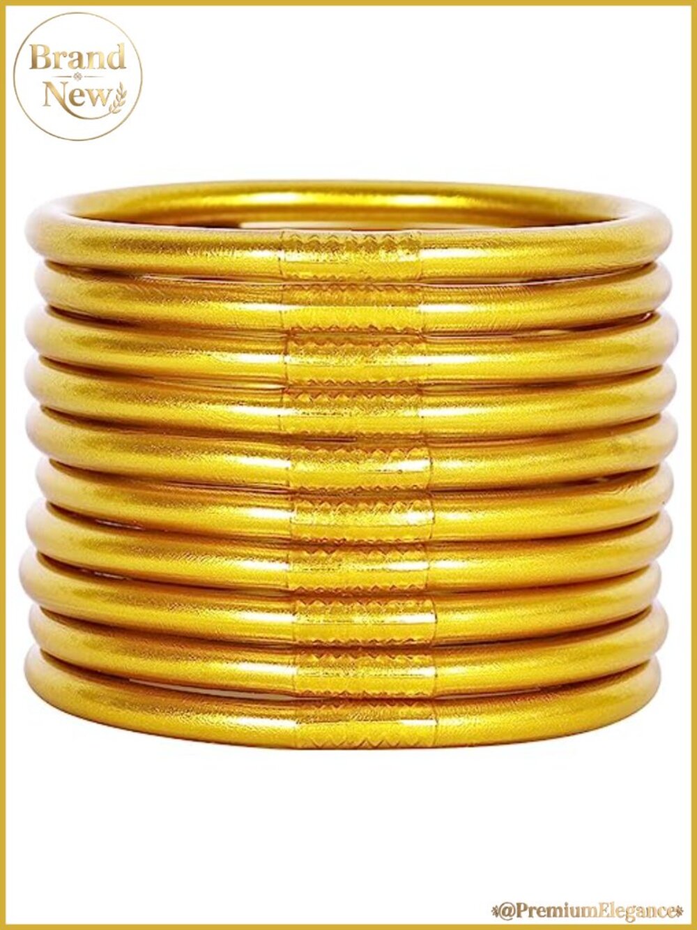 5-Piece Glitter Jelly Bangle Bracelet Set with Gold Powder Lining
